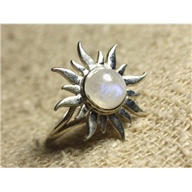 N349 - Anello Argento 925 e pietra semipreziosa Sole - Pietra di luna 8mm 