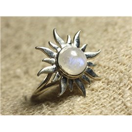 N349 - Ring Silver 925 and semi precious stone Sun - Moon stone 8mm 