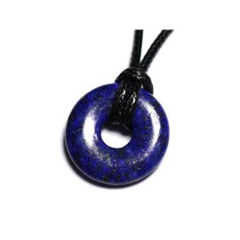 Stone Pendant Necklace - Lapis Lazuli Donut Pi 20mm 