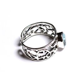 N224 - Bague Argent 925 et Pierre - Topaze Bleue Ovale Facetté 9x7mm  N224 - Bague Argent 925 et Pierre - Topaze Bleue Ovale Facetté 9x7mm