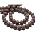 20pc - Perles de Pierre - Obsidienne Marron Acajou Mahogany Boules 6mm Mat Sablé Givré - 8741140026650