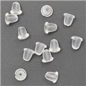 40pc - Embouts puces et crochets boucles d'oreilles plastique silicone 4mm - 8741140026865