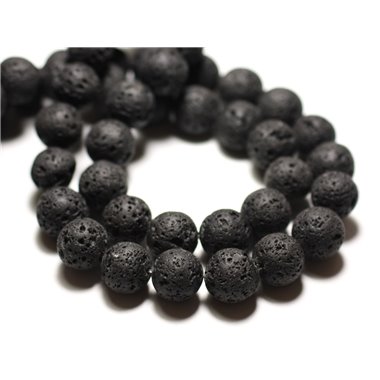 30pc - Perles de Pierre - Lave noire Boules 4mm - 8741140026872