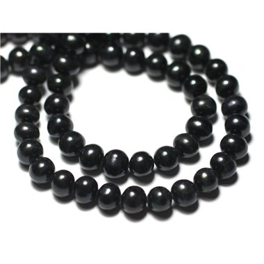 Fil 38cm 59pc env - Perles culture eau douce Boules 5-7mm Noir irisé - 8741140026902