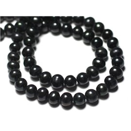 38cm thread approx 59pc - Freshwater cultured pearls 5-7mm balls Iridescent black - 8741140026902
