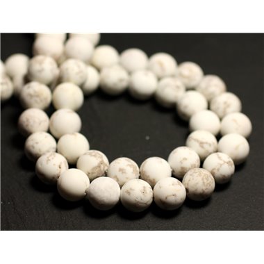 10pc - Perles de Pierre - Magnésite Mat Sablé Givré Boules 10mm - 8741140027015