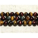 6pc - Perles de Pierre - Oeil de Tigre Taureau Faucon Boules 14mm - 8741140027152
