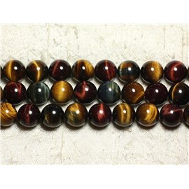 6pc - Stone Beads - Tiger Eye Taurus Falcon Balls 14mm - 8741140027152