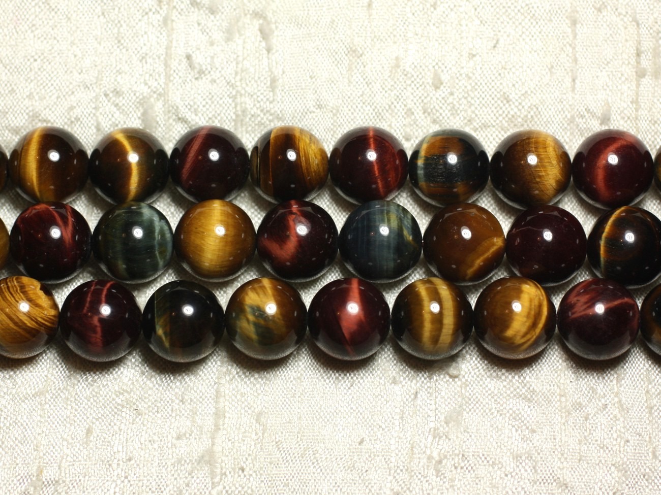 6pc - Perles de Pierre - Oeil de Tigre Taureau Faucon Boules 14mm - 8741140027152