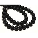 10pc - Perles de Pierre - Jaspe Noir mat sablé givré Boules 10mm - 8741140025868