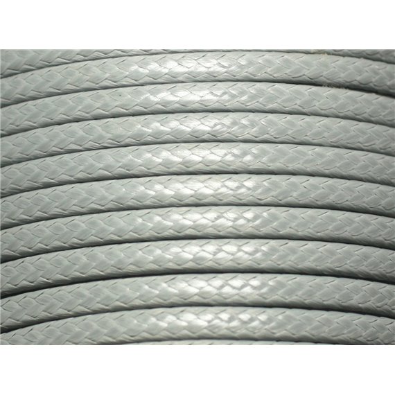 Bobine 38 metres env - Fil Corde Cordon Coton Ciré 3mm Gris clair perle pastel