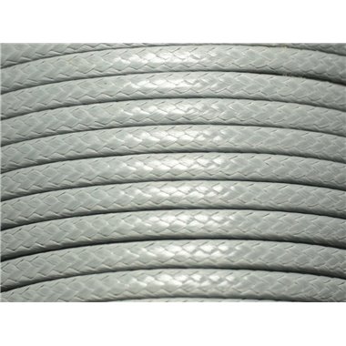 Bobine 45 mètres - Fil Cordon Coton Ciré 3mm Gris clair