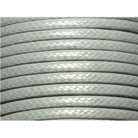 Bobine 38 metres env - Fil Corde Cordon Coton Ciré 3mm Gris clair perle pastel