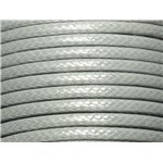 Bobine 45 mètres - Fil Cordon Coton Ciré 3mm Gris clair