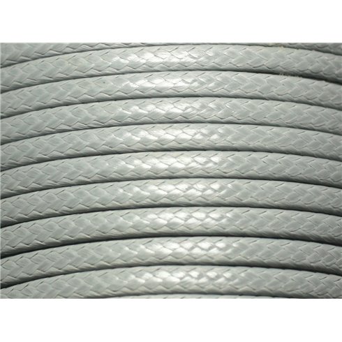 3 metres - Fil Corde Cordon Coton Ciré 3mm Gris clair perle pastel - 8741140022898