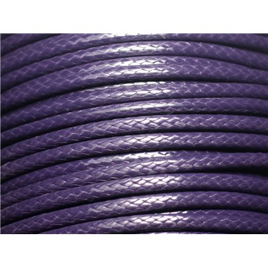 3 metres - Fil Corde Cordon Coton Ciré 3mm Bleu violet indigo - 8741140022904