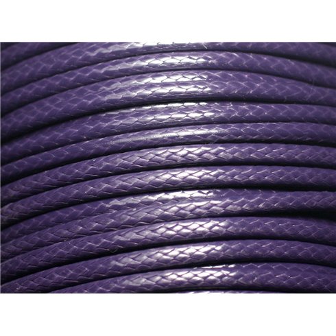 Bobine 45 mètres - Fil Cordon Coton Ciré 3mm Bleu violet indigo