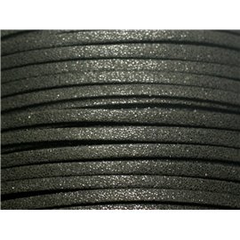 90 meter spool - Suede Lanyard 3x1.5mm Black Glitter Sparkling