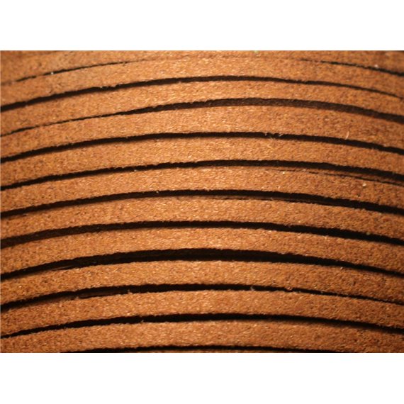 Bobine 90 metres env - Cordon Laniere Suedine Daim 3mm Marron Noisette Caramel