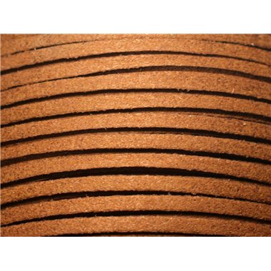 Bobine 90 metres env - Cordon Laniere Suedine Daim 3mm Marron Noisette Caramel