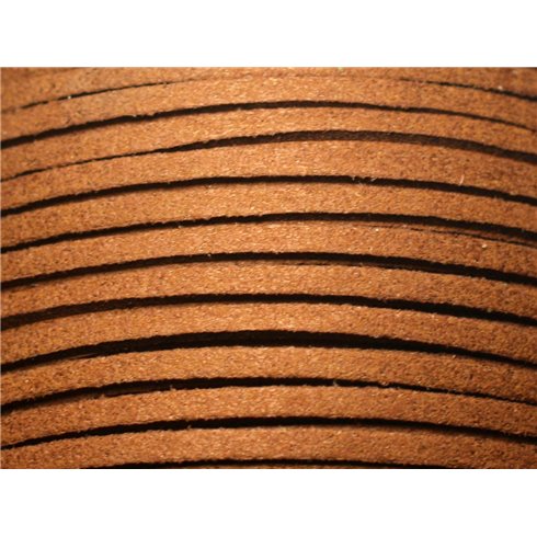 Bobine 90 mètres - Cordon Lanière Suédine 3x1.5mm Marron Caramel