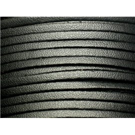 90 meter spool - Suede Lanyard 3x1.5mm Black Smooth leatherette