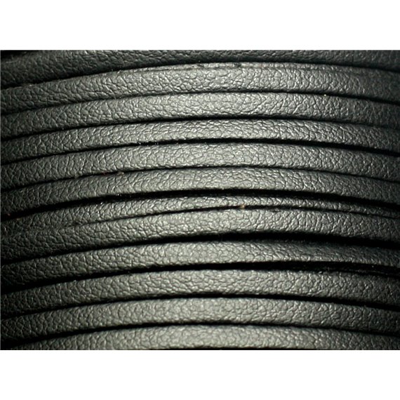 5 mètres - Cordon Lanière Suédine 3x1.5mm Noir Simili cuir lisse - 8741140023055