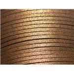 4 metres - Cordon Laniere Suedine Daim 3mm Brun Marron Bronze Pailleté Scintillant - 8741140022966 4 metres - Cordon Laniere Suedine Daim 3mm Brun Marron Bronze Pailleté Scintillant - 8741140022966