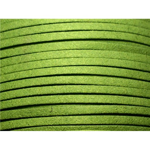 5 metres - Cordon Laniere Suedine Daim 3mm Vert Olive Printemps - 8741140023024