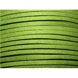 5 mètres - Cordon Lanière Suédine 3x1.5mm Vert Pomme -8741140023024