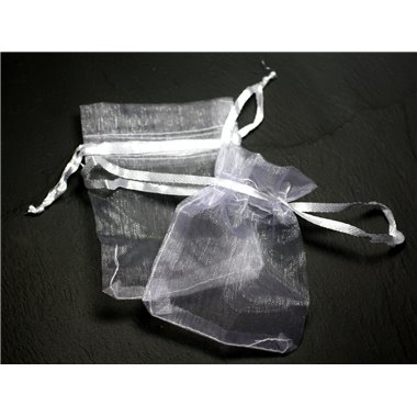 20pc - Sacs Pochettes Cadeaux Bijoux Tissu Organza 9x7cm Blanc - 8741140023086