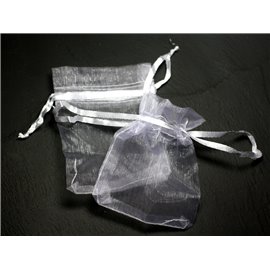 20pc - Sacchetti regalo per gioielli in tessuto organza Borse 9x7cm Bianco - 8741140023086