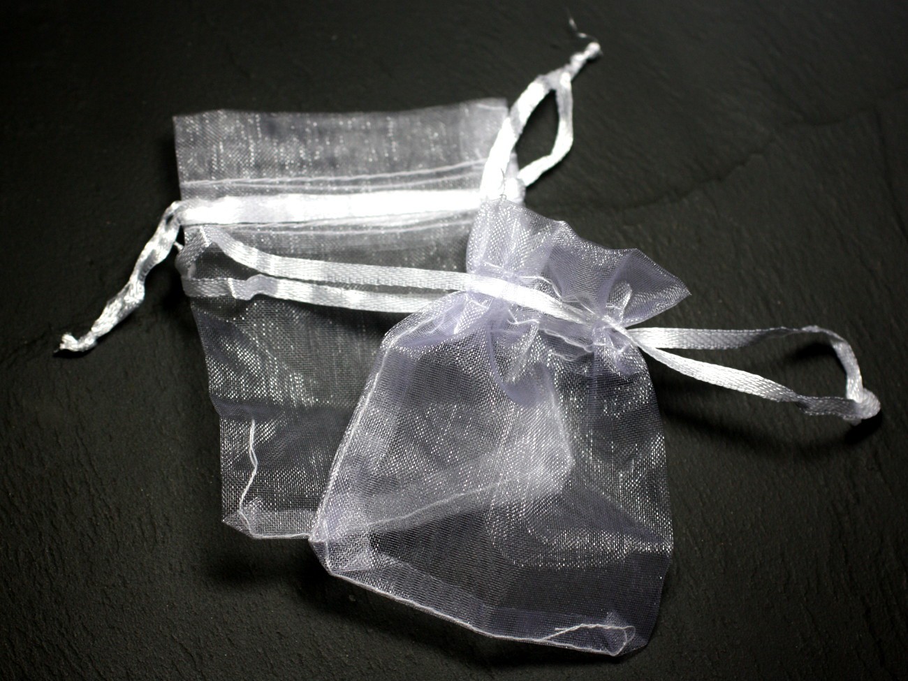 20pc - Sacs Pochettes Cadeaux Bijoux Tissu Organza 9x7cm Blanc - 8741140023086
