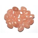 Fil 39cm 26pc env - Perles de Pierre - Jade Ovales Facettés 14x10mm Rose Corail Pêche Pastel