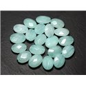 4pc - Perles de Pierre - Jade Ovales Facettés 14x10mm Bleu clair Turquoise Pastel - 8741140025905