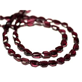 Thread 39cm approx 56pc - Stone Beads - Garnet Oval Faceted Polygons 6-8mm