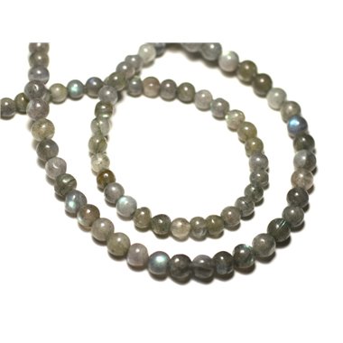 Fil 39cm 70-80pc env - Perles de Pierre - Labradorite Boules 5-6mm