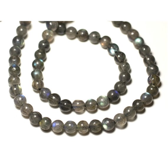 Fil 39cm 66pc env - Perles de Pierre - Labradorite Boules 6mm