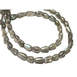 Filo 39 cm 52-62 pz circa - Perline di pietra - Gocce di labradorite 6-8 mm