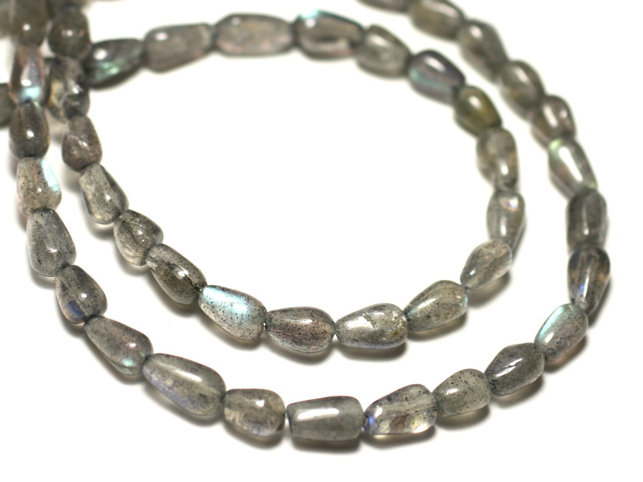 Fil 39cm 52-62pc env - Perles de Pierre - Labradorite Gouttes 6-8mm