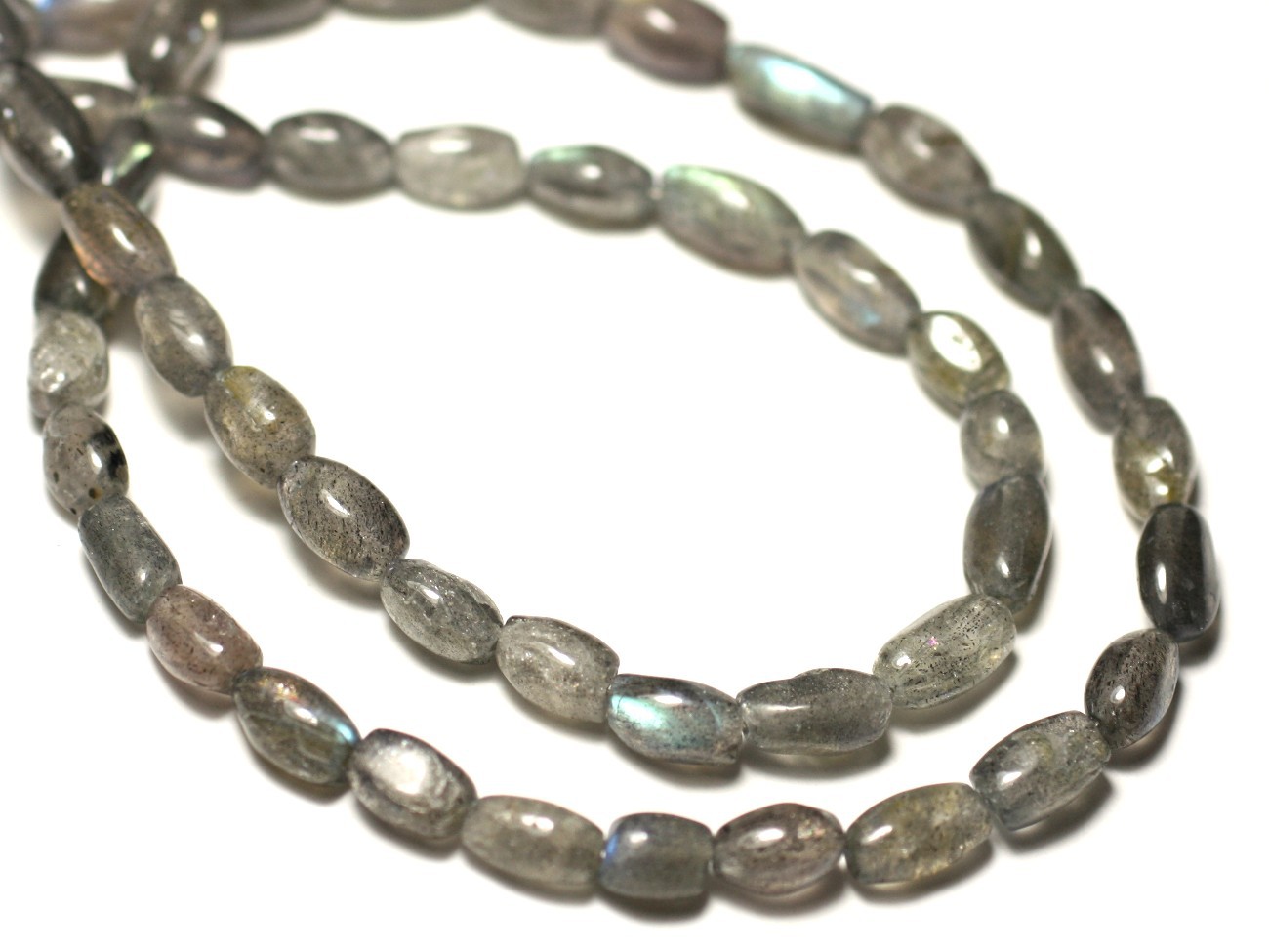 Fil 39cm 52pc env - Perles de Pierre - Labradorite Olives 6-8mm