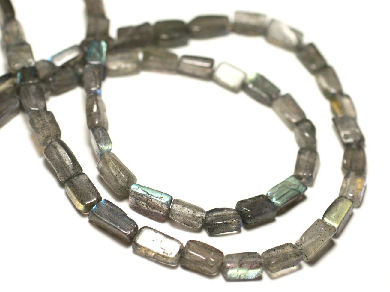 Fil 39cm 48-56pc env - Perles de Pierre - Labradorite Rectangles 5-12mm