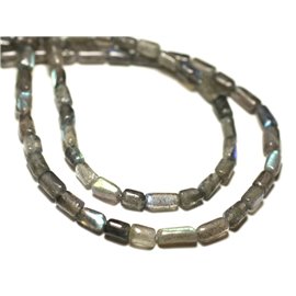 Filo 39 cm circa 55 pz - Perline di pietra - Tubi di labradorite 6-9 mm