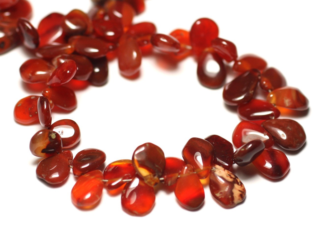 Fil 20cm 62pc env - Perles de Pierre - Cornaline gouttes 6-10mm N1 - 8741140022799