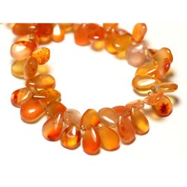 24cm strand 73pc approx - Stone Beads - Carnelian drops 7-10mm N2 - 8741140022805