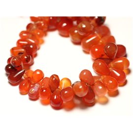 Thread 19cm 58pc approx - Stone beads - Carnelian gradient drops 6-18mm N5 - 8741140022836