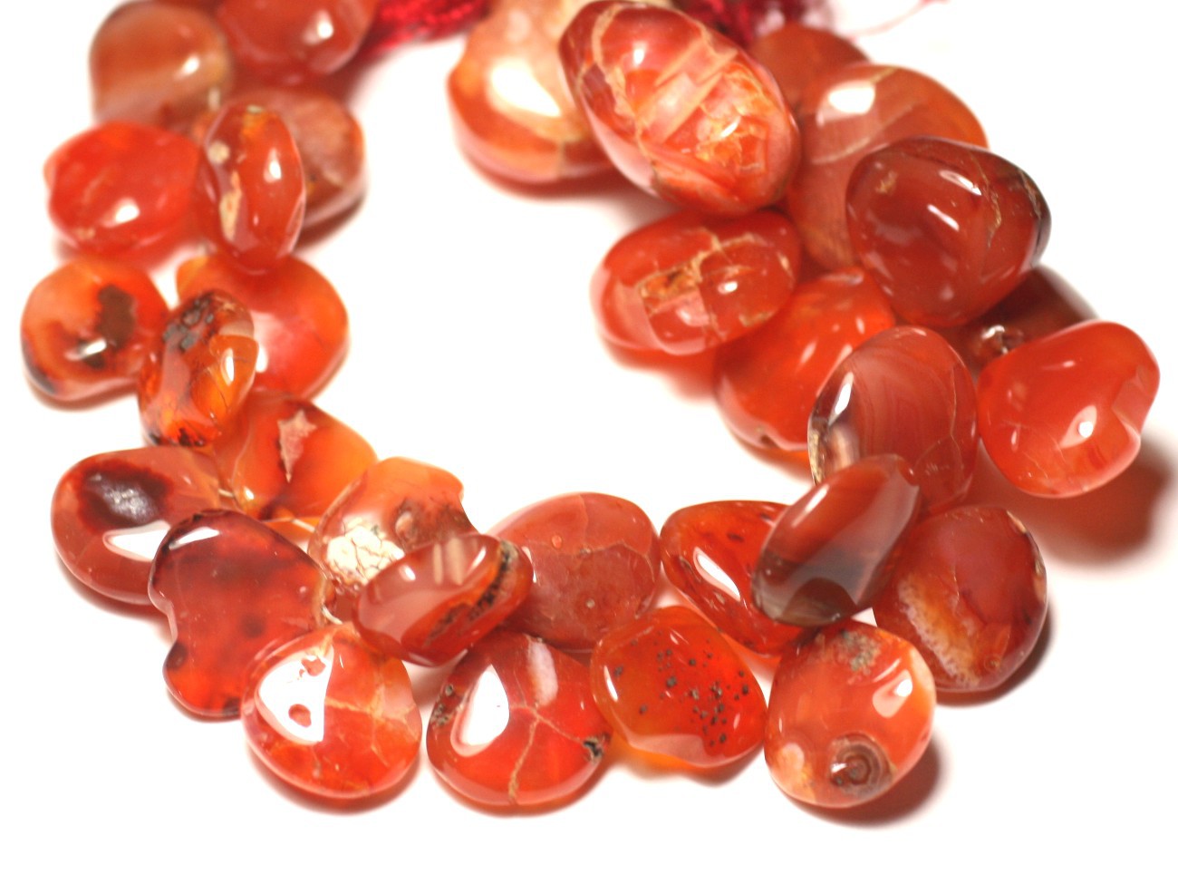 Fil 22cm 38pc env - Perles de Pierre - Cornaline gouttes dégradées 12-20mm N8 - 8741140022867