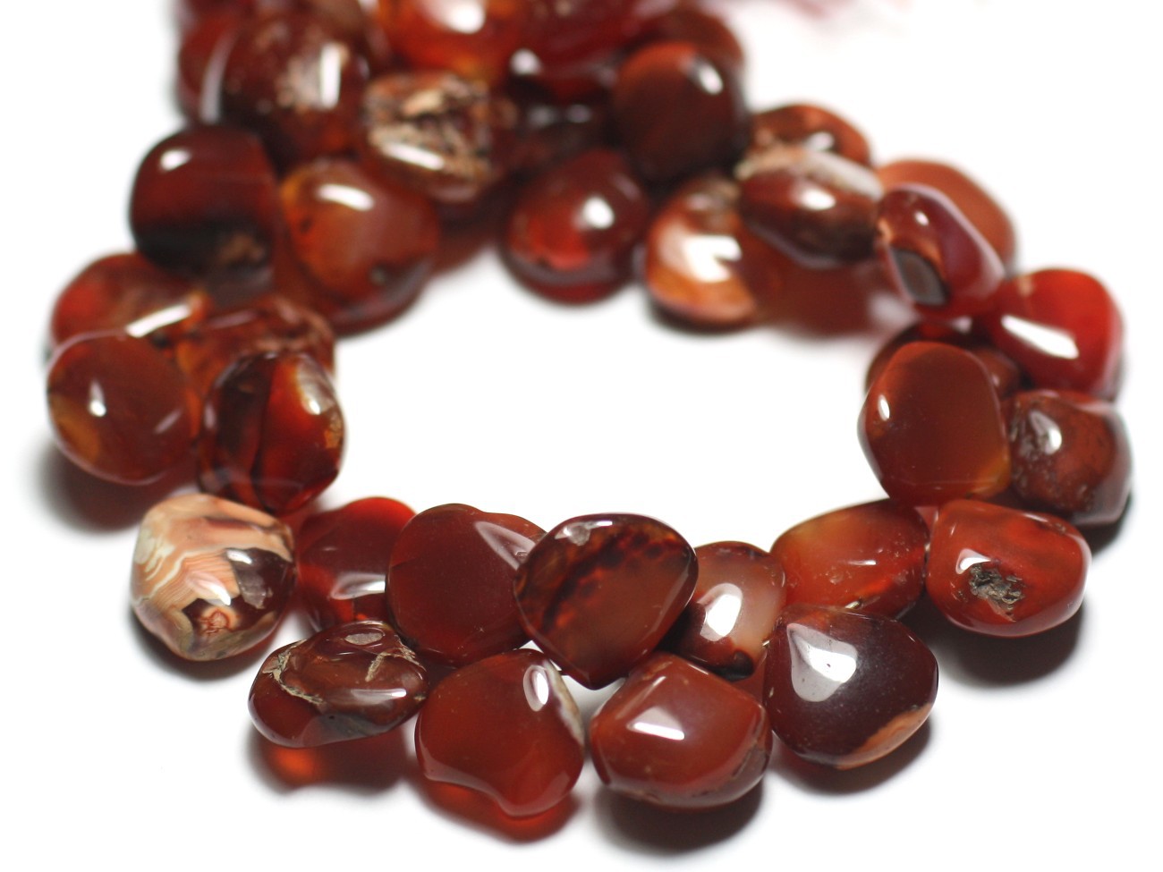 Fil 20cm 42pc env - Perles de Pierre - Cornaline gouttes dégradées 7-12mm N9 - 8741140022874