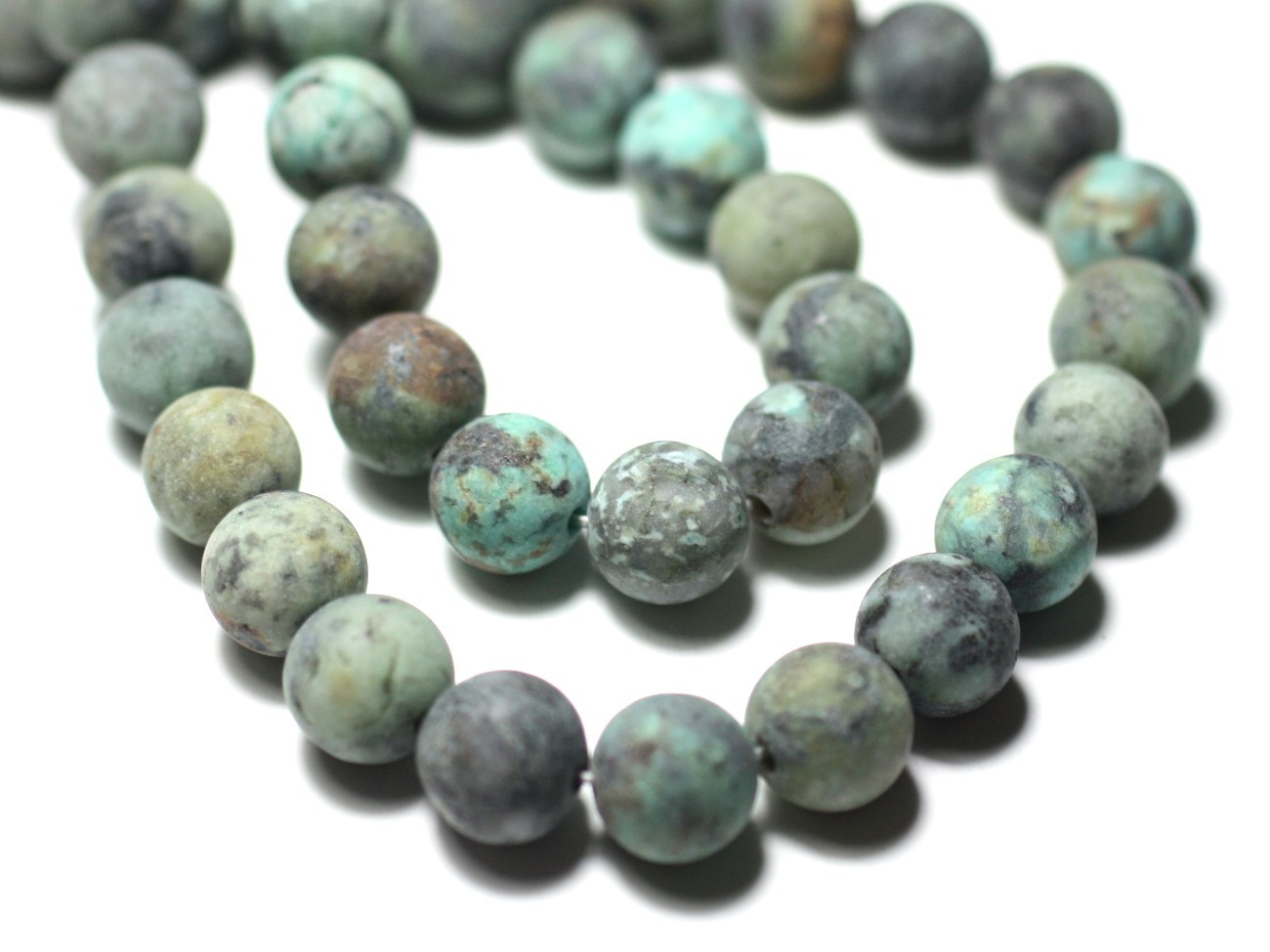 10pc - Perles de Pierre - Turquoise d'Afrique Boules 6mm Mat Sablé Givré - 8741140028227