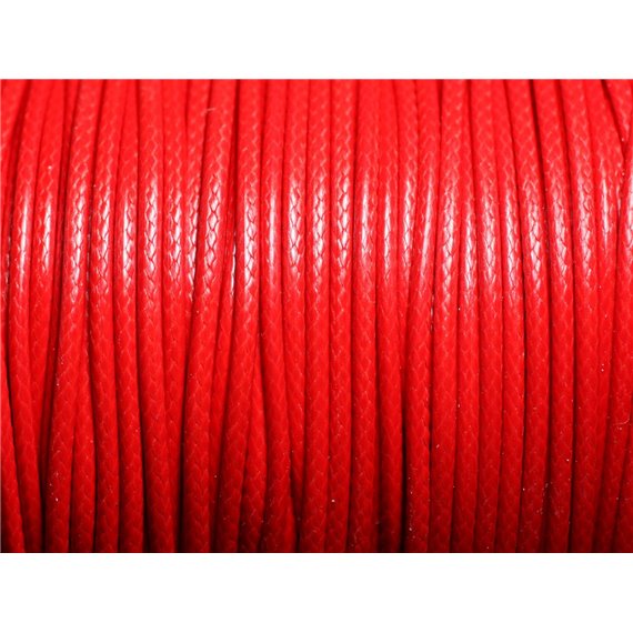 Bobine 180 mètres - Fil Cordon Coton Ciré 1.5mm Rouge vif Cerise